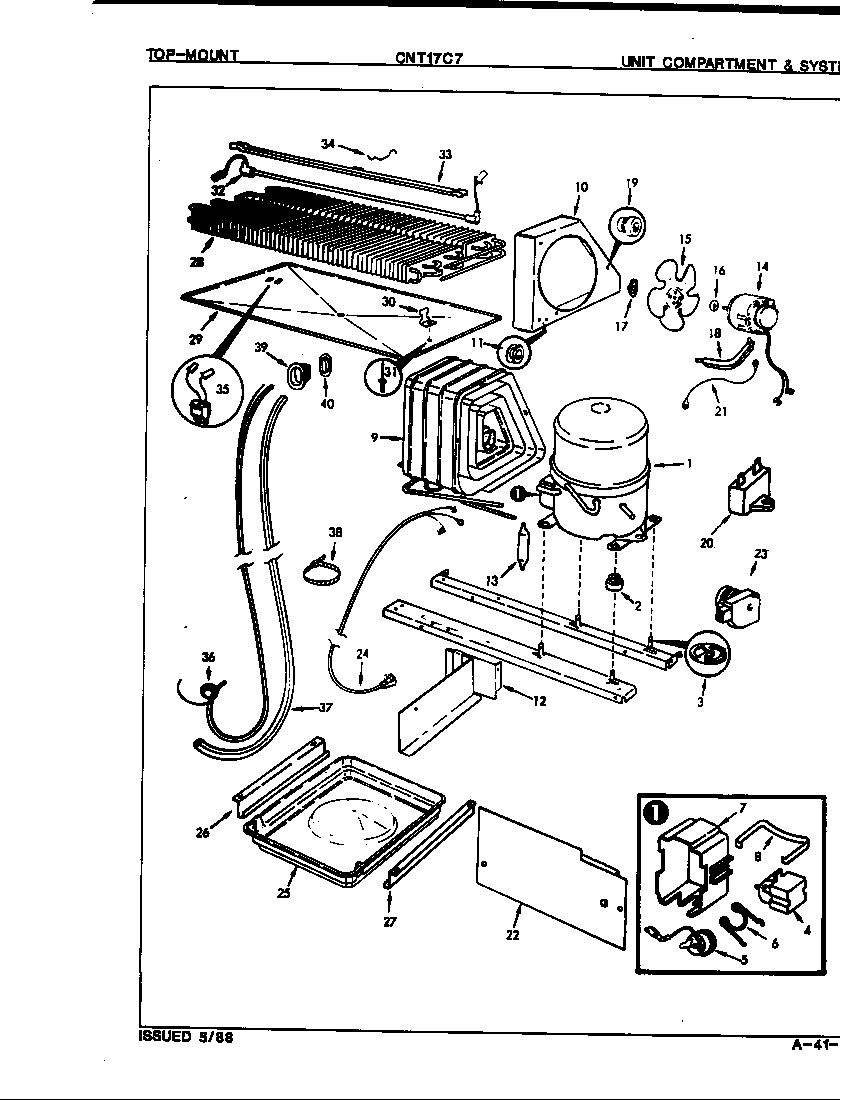 Crosley CNT17C7A/7C28B unit compartment & system diagram