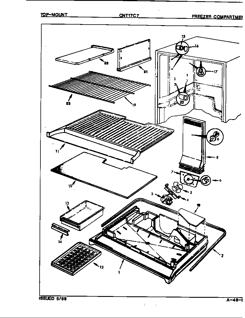 Crosley CNT17C7A/7C28B freezer compartment diagram