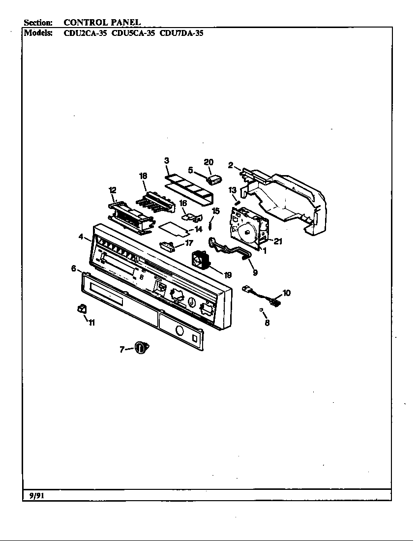 Crosley CDU2CA-35 control panel diagram