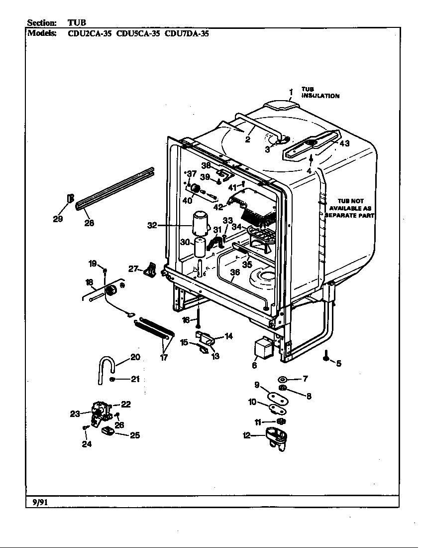Crosley CDU2CA-35 tub diagram