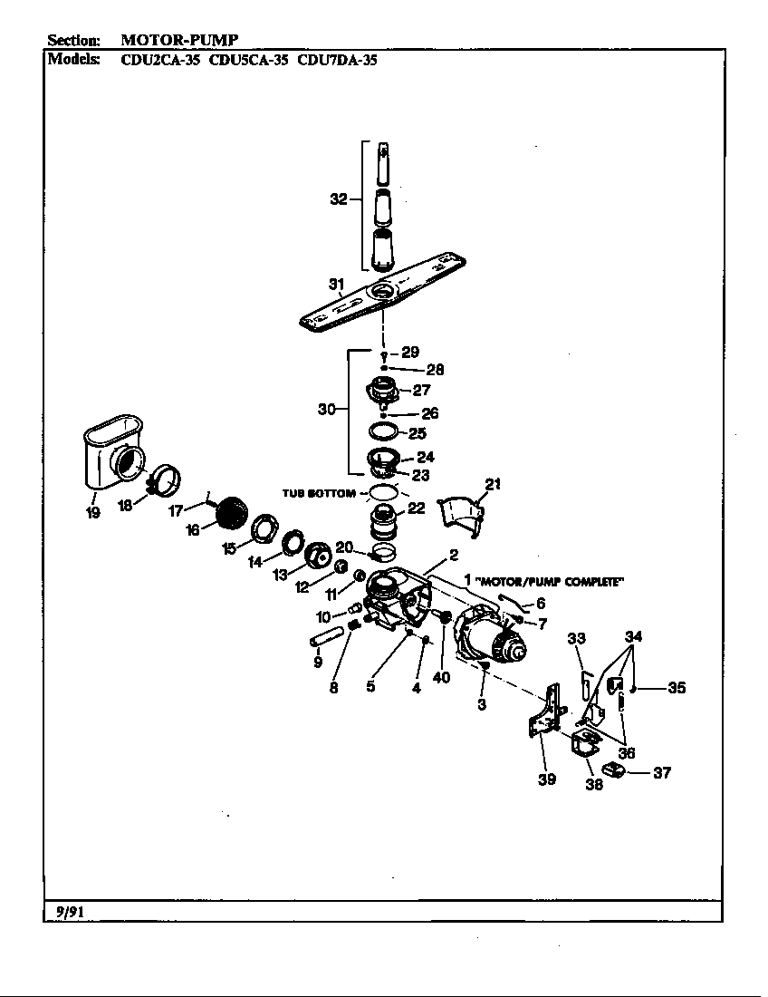 Crosley CDU2CA-35 motor & pump diagram
