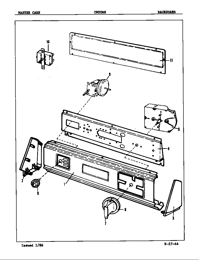 Crosley CW20M8H control panel diagram