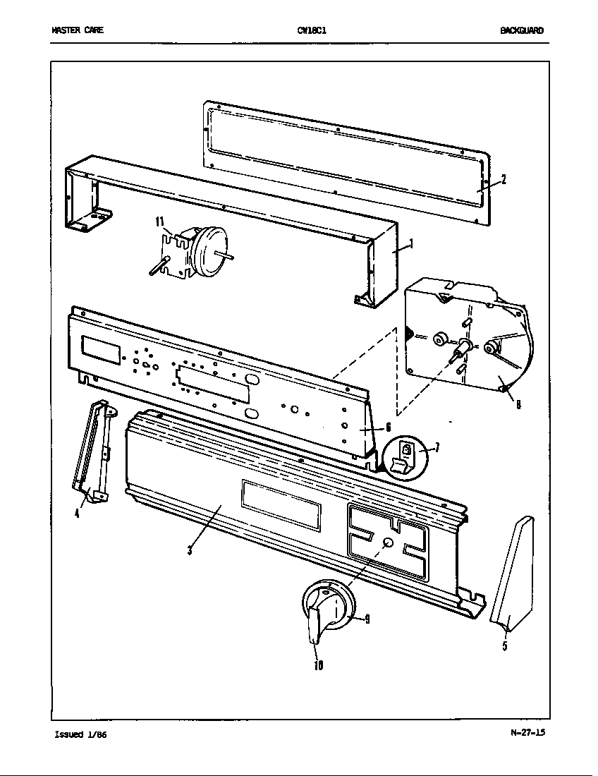 Crosley CW18C1 control panel (orig. rev. a-b) diagram