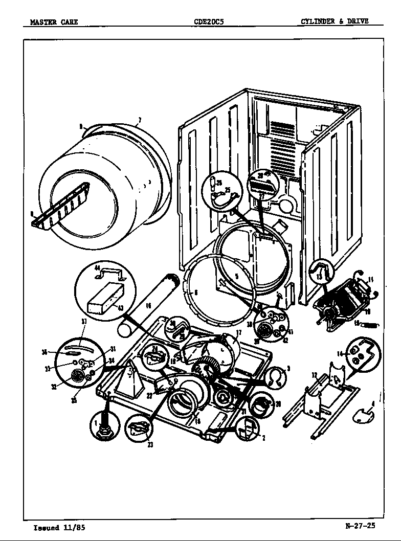 Crosley CDE20C5A cylinder & drive (orig.-rev. a-c) diagram