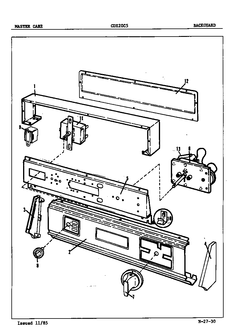 Crosley CDE20C5A control panel (orig. rev. a-c) diagram