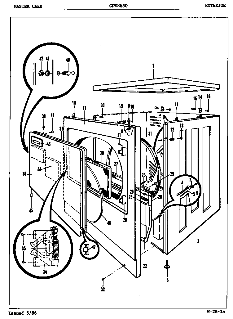 Crosley CDE8630H exterior diagram