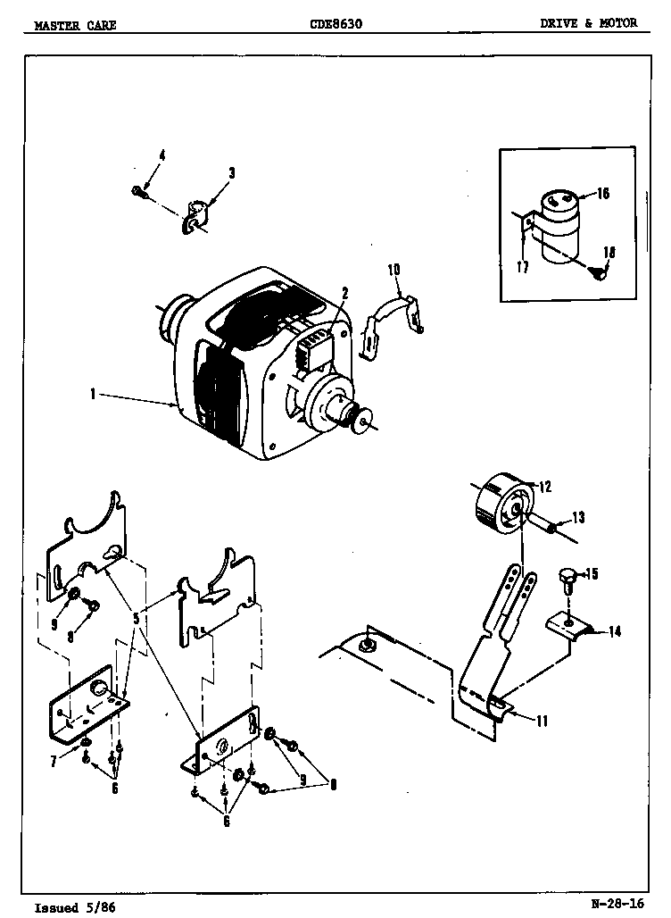 Crosley CDE8630H drive & motor diagram