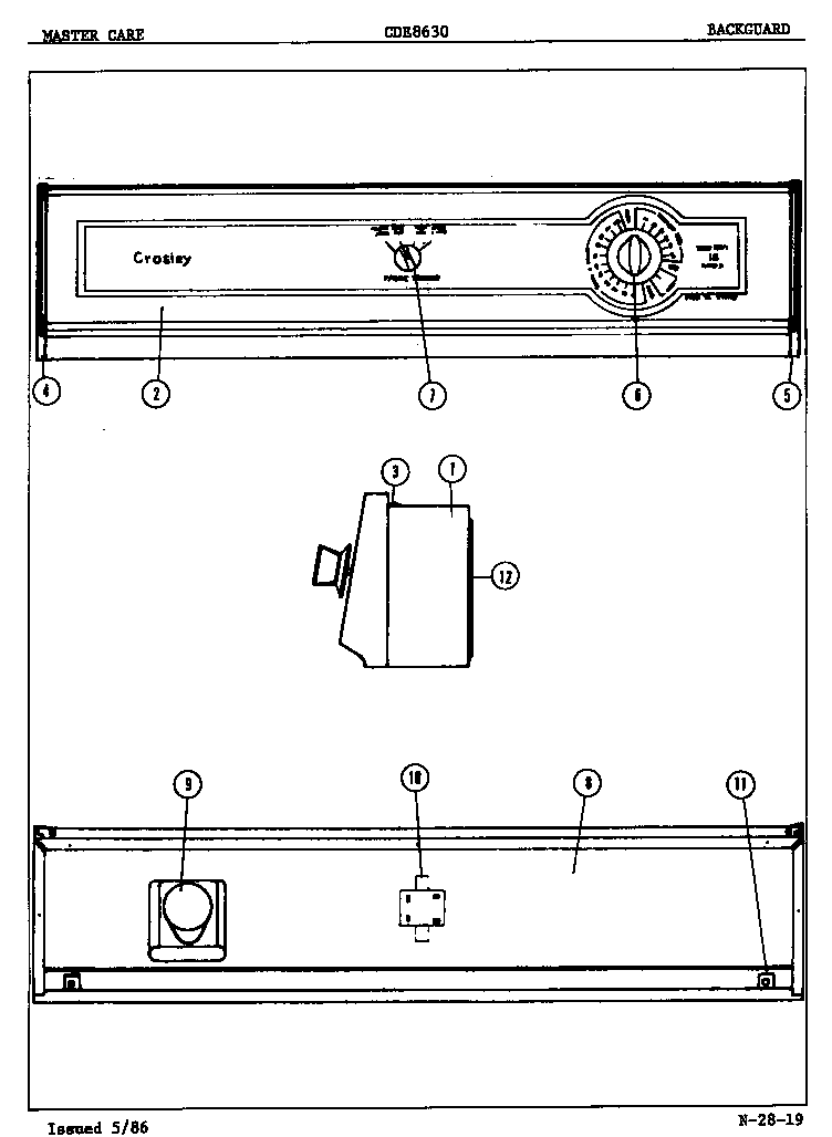 Crosley CDE8630H control panel diagram