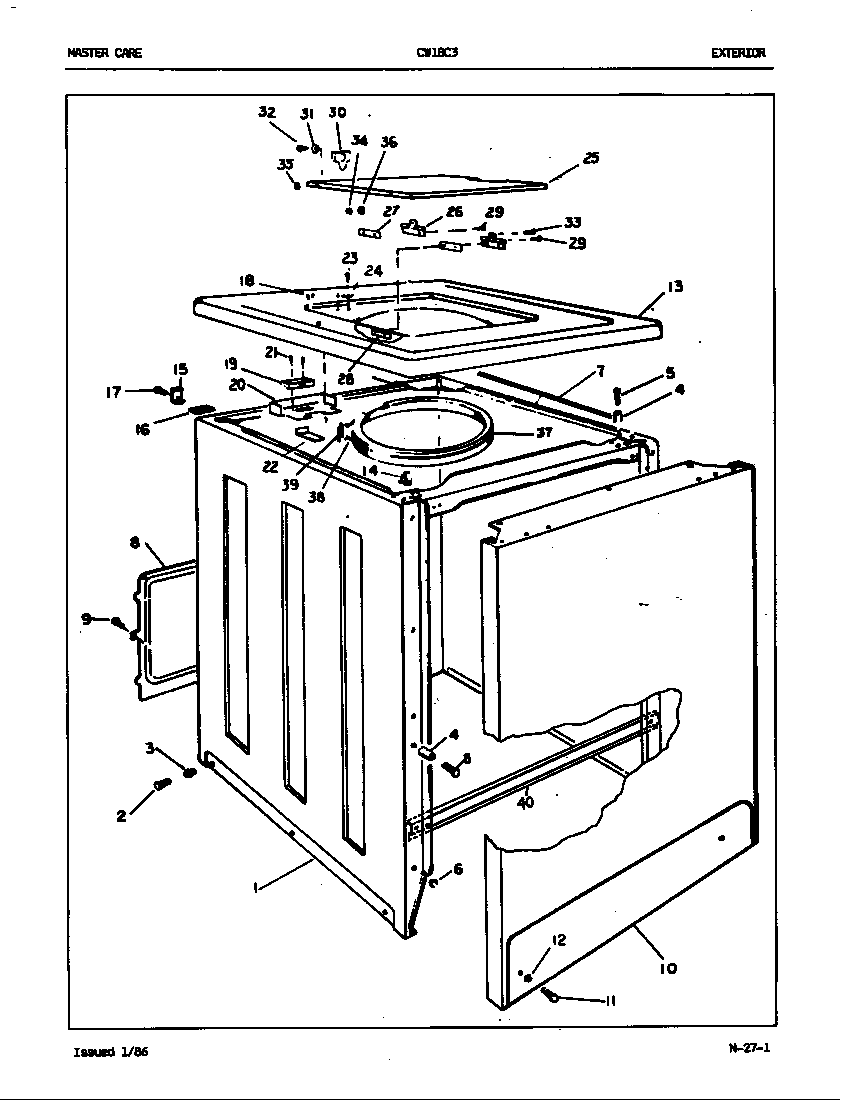 Crosley CW18C3W exterior (orig. rev. a-b) diagram