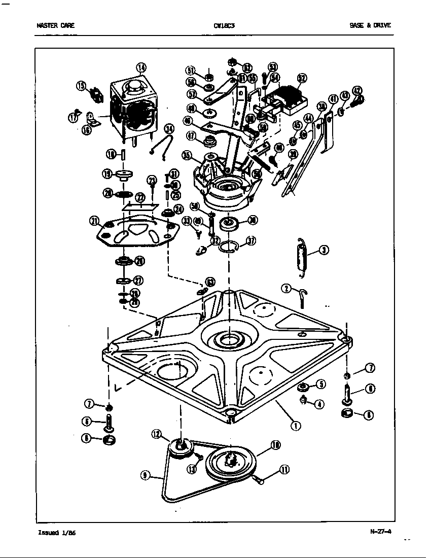Crosley CW18C3W base & drive (orig. rev. a-b) diagram