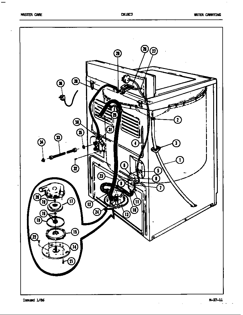Crosley CW18C3W water carrying (orig. rev. a-b) diagram