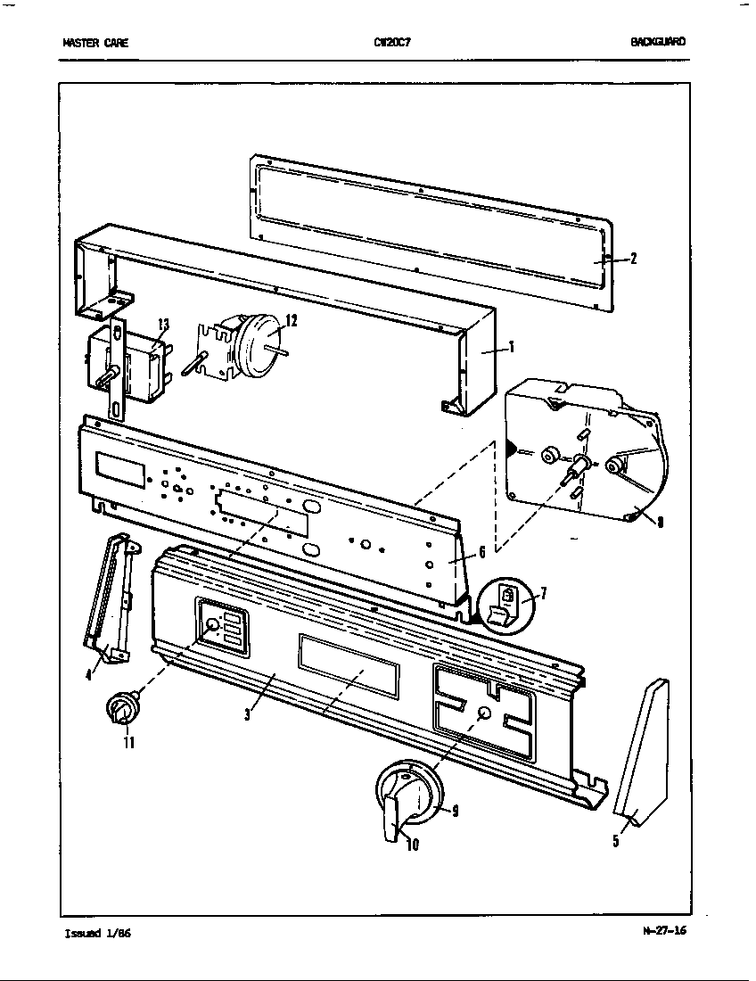 Crosley CW20C7A control panel (orig. rev. a-b) diagram