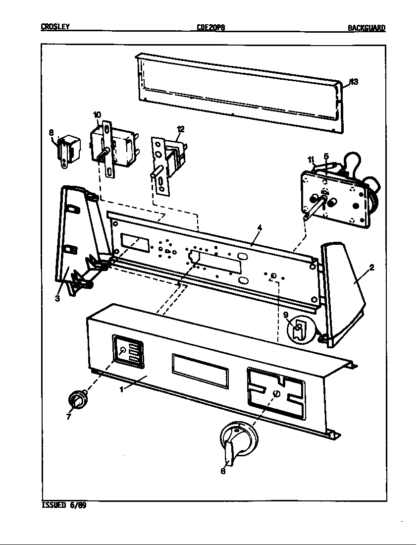 Crosley CDE20P8A control panel (orig. rev. a-d) (cde20p8a) (cde20p8w) diagram