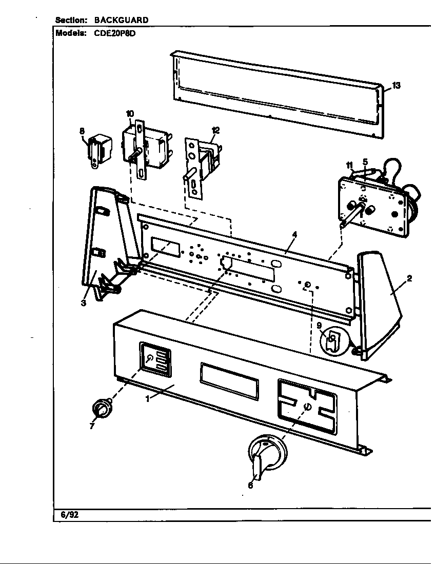 Crosley CDE20P8A control panel (cde20p8d)(orig. rev. b) (cde20p8d) diagram