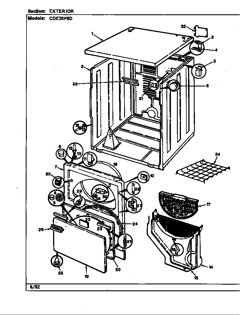 Crosley CDE20P8A exterior (cde20p8d)(orig. rev. b) (cde20p8d) diagram