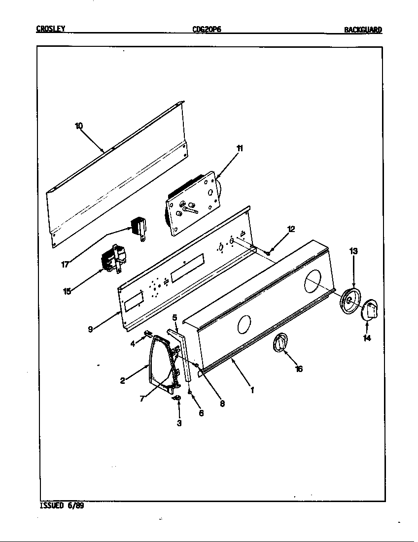 Crosley CDG20P6W control panel (orig. rev. a-d) diagram