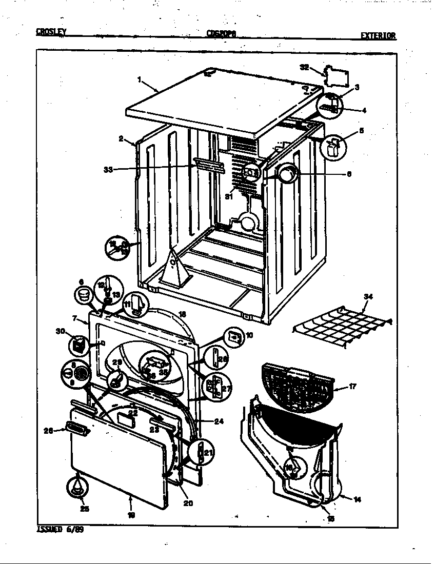 Crosley CDG20P8D exterior (orig. rev. a-d) (cdg20p8a) (cdg20p8w) diagram