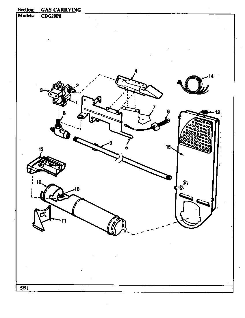 Crosley CDG20P8D gas carrying (orig. rev. a-d) (cdg20p8a) (cdg20p8w) diagram