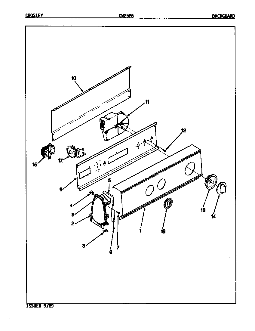 Crosley CW25P6A contorl panel (orig. rev. a-d) diagram
