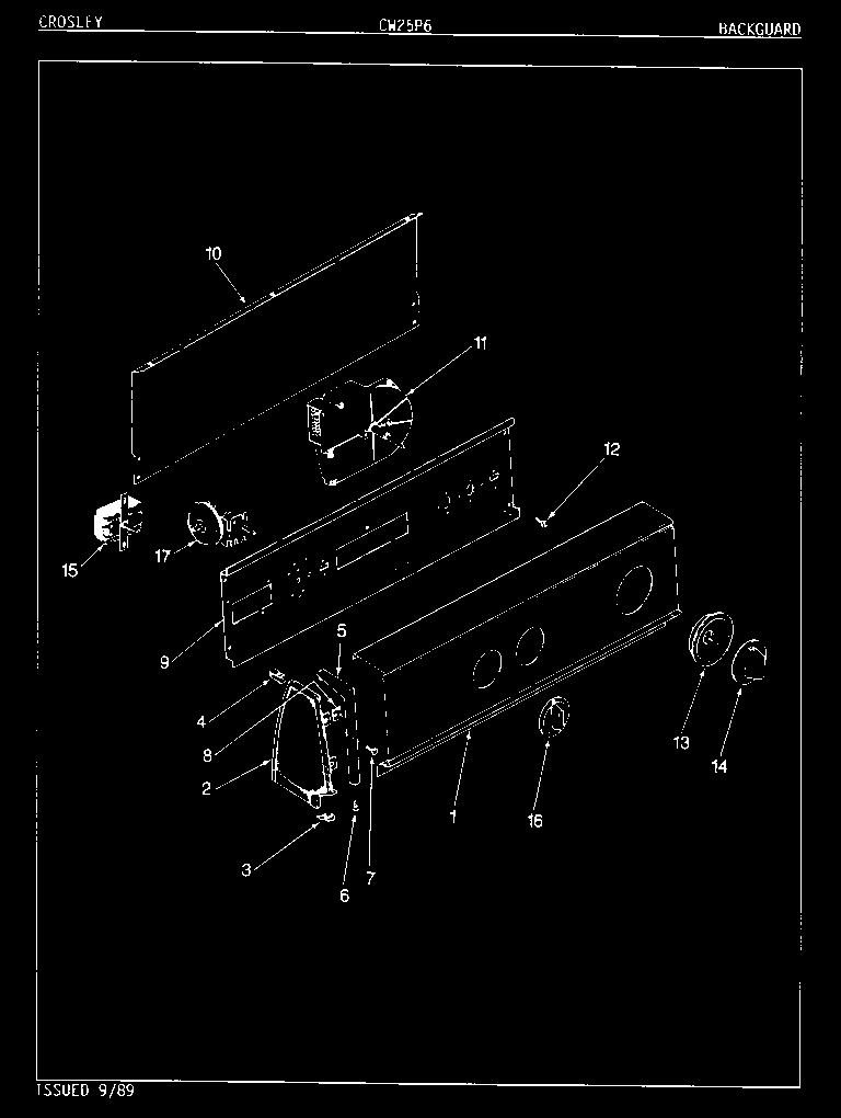 Crosley CW25P6A backguard (rev. e) diagram