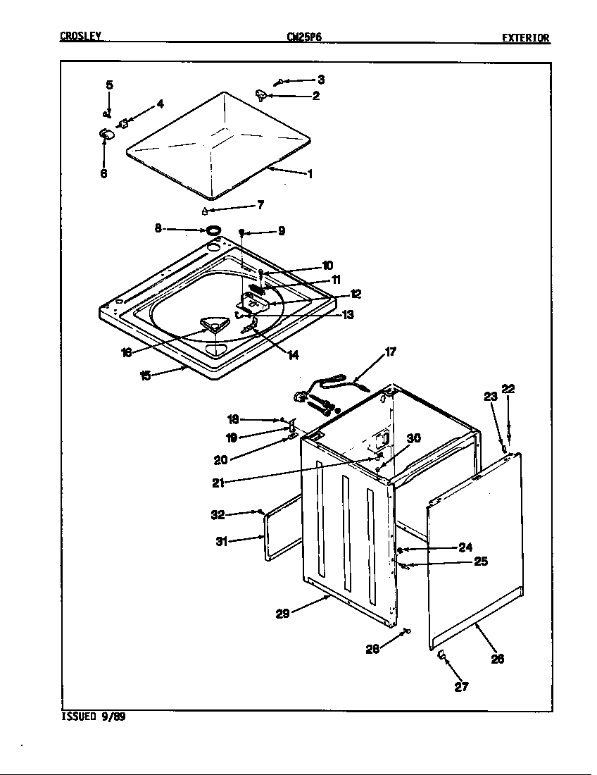 Crosley CW25P6A exterior (orig. rev. a-d) diagram