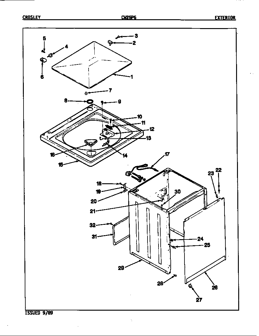 Crosley CW25P6A exterior (rev. e) diagram
