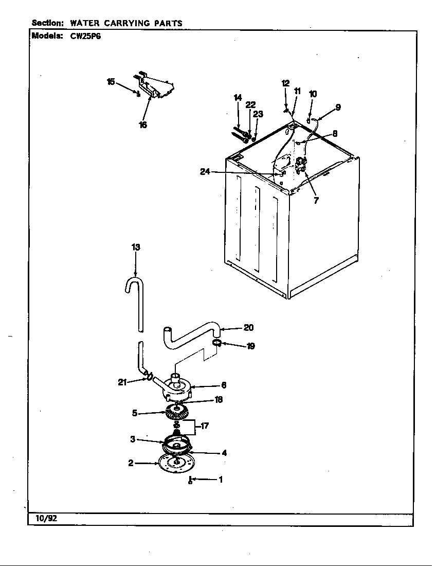 Crosley CW25P6A water carrying (rev. f-k) diagram