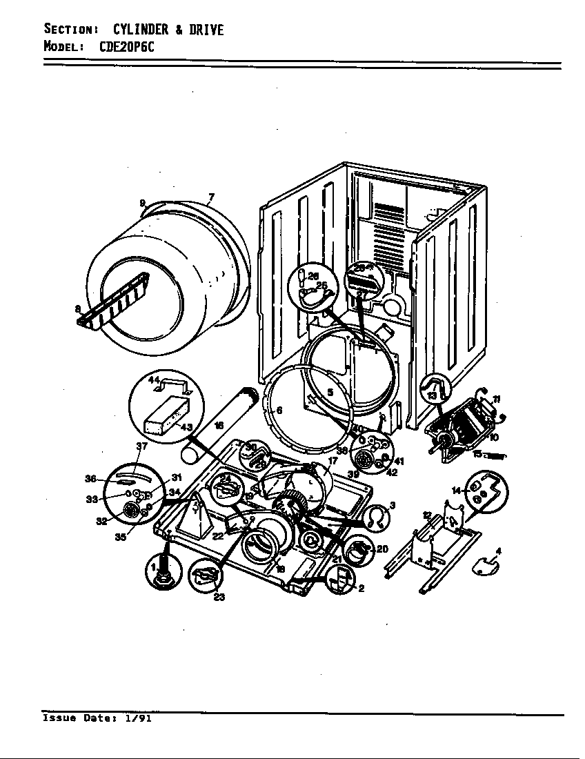 Crosley CDE20P6AC cylinder & drive diagram