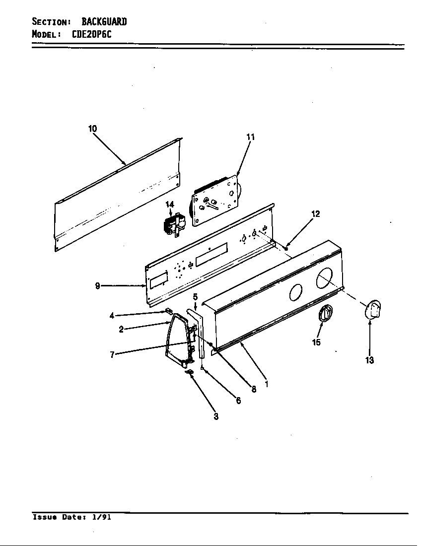 Crosley CDE20P6AC control panel diagram