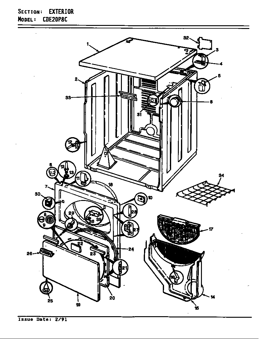 Crosley CDE20P8HC exterior (cde20p8ac) (cde20p8hc) (cde20p8wc) diagram