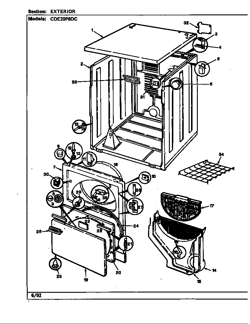 Crosley CDE20P8HC exterior (cde20p8dc) (cde20p8dc) diagram