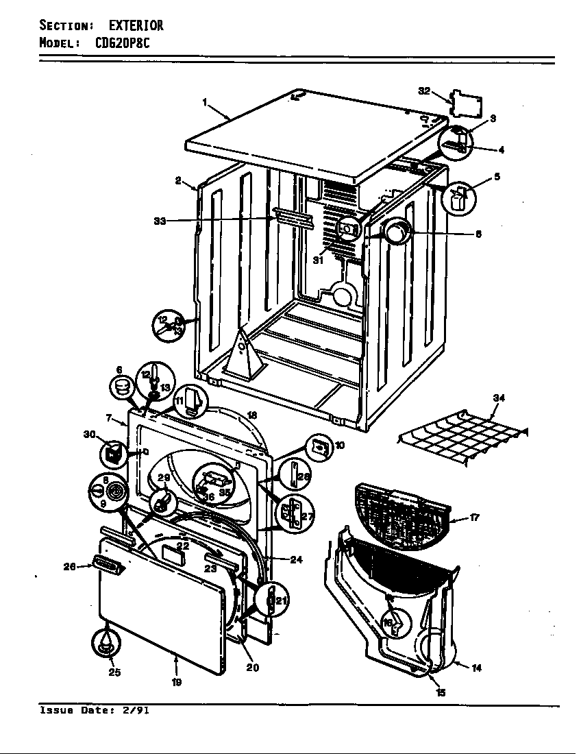 Crosley CDG20P8WC exterior (cdg20p8ac) (cdg20p8hc) (cdg20p8wc) diagram