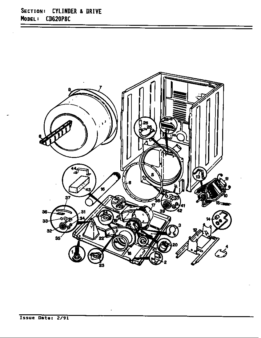 Crosley CDG20P8WC cylinder & drive (cdg20p8ac) (cdg20p8hc) (cdg20p8wc) diagram