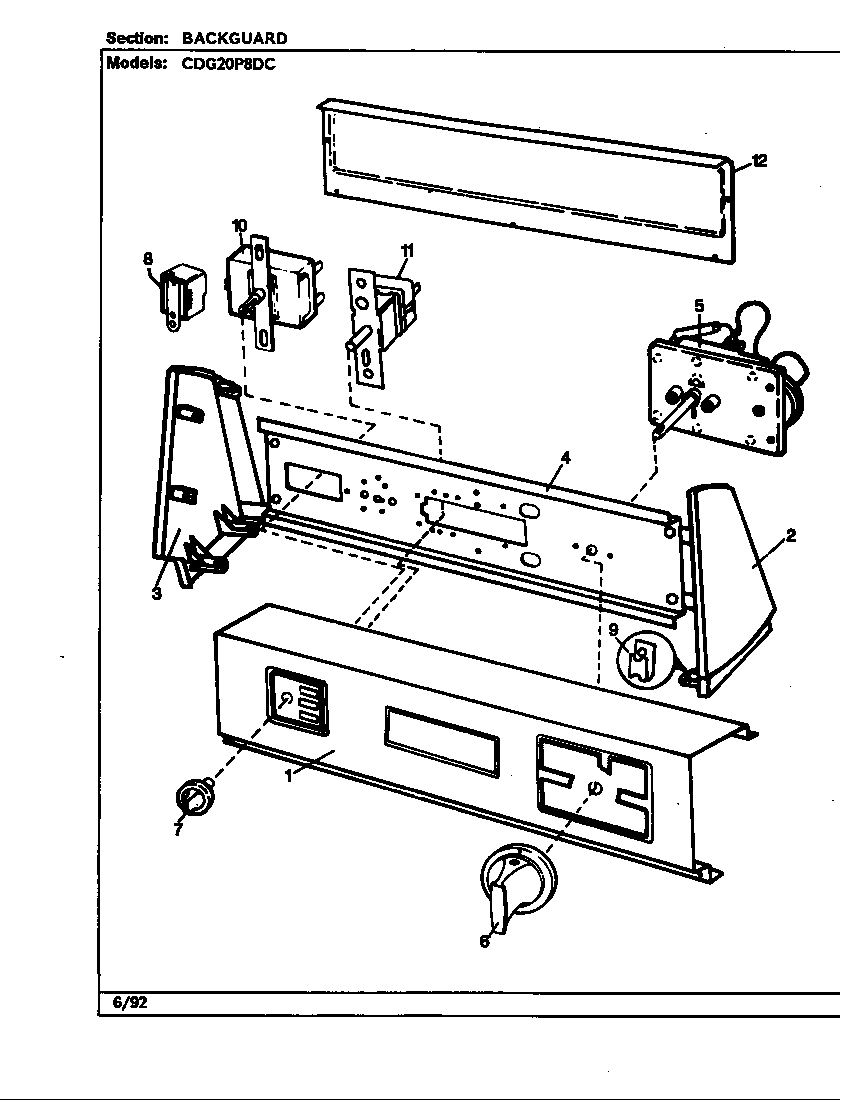Crosley CDG20P8WC control panel (cdg2p8dc) (cdg20p8dc) diagram