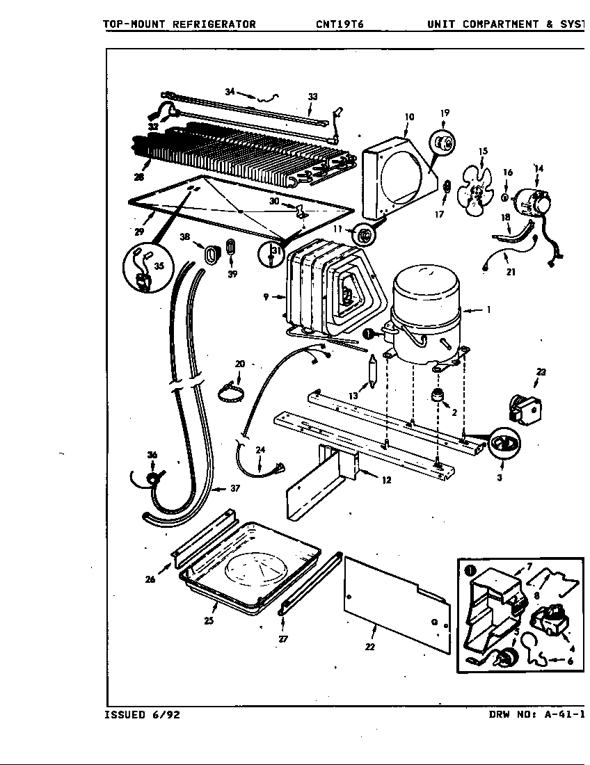 Crosley CNT19T6H/9C50B unit compartment & system diagram