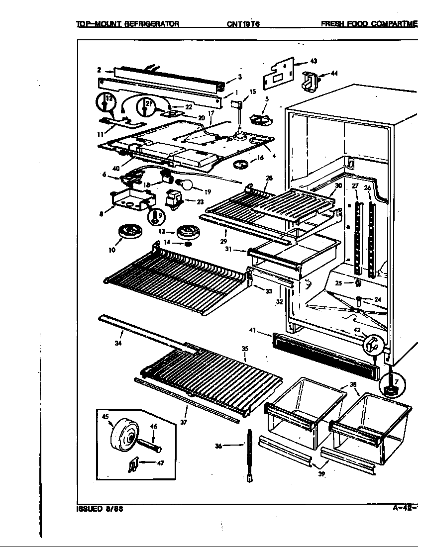 Crosley CNT19T6H/9C50B fresh food compartment diagram