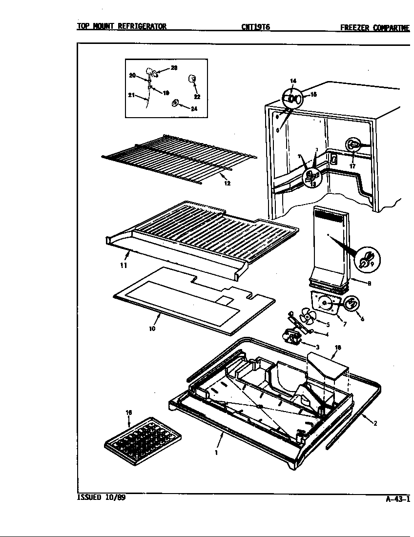 Crosley CNT19T6H/9C50B freezer compartment diagram