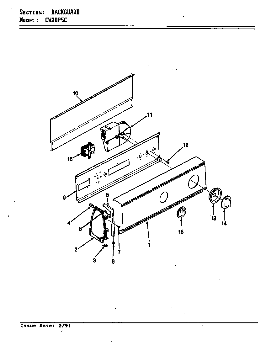 Crosley CW20P5HC control panel (cw20p5ac) (cw20p5wc) diagram
