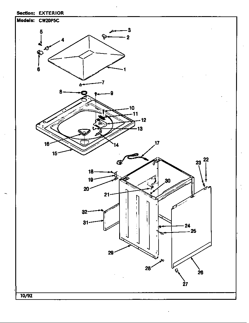 Crosley CW20P5HC exterior (rev. a-e) diagram