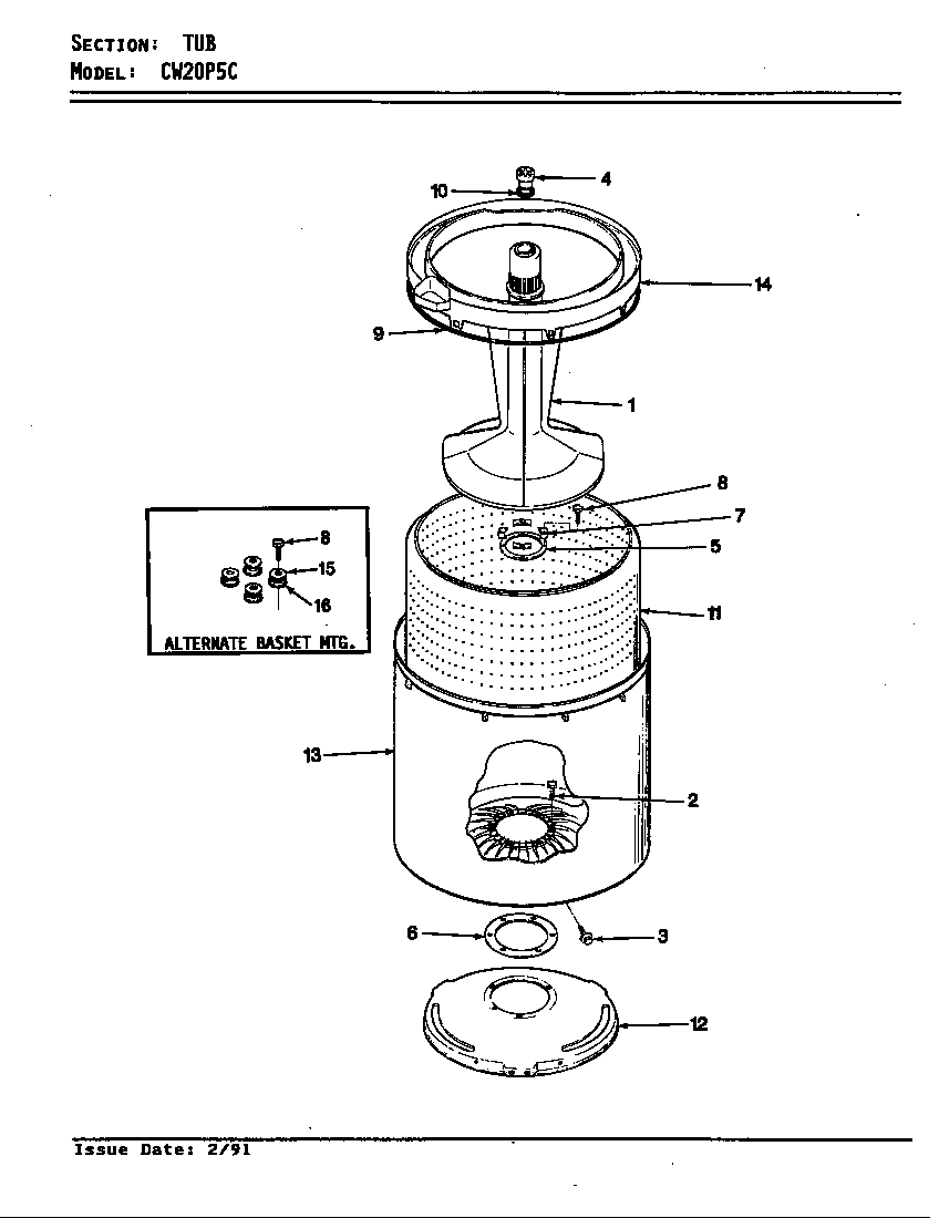 Crosley CW20P5HC tub (cw20p5ac) (cw20p5wc) diagram