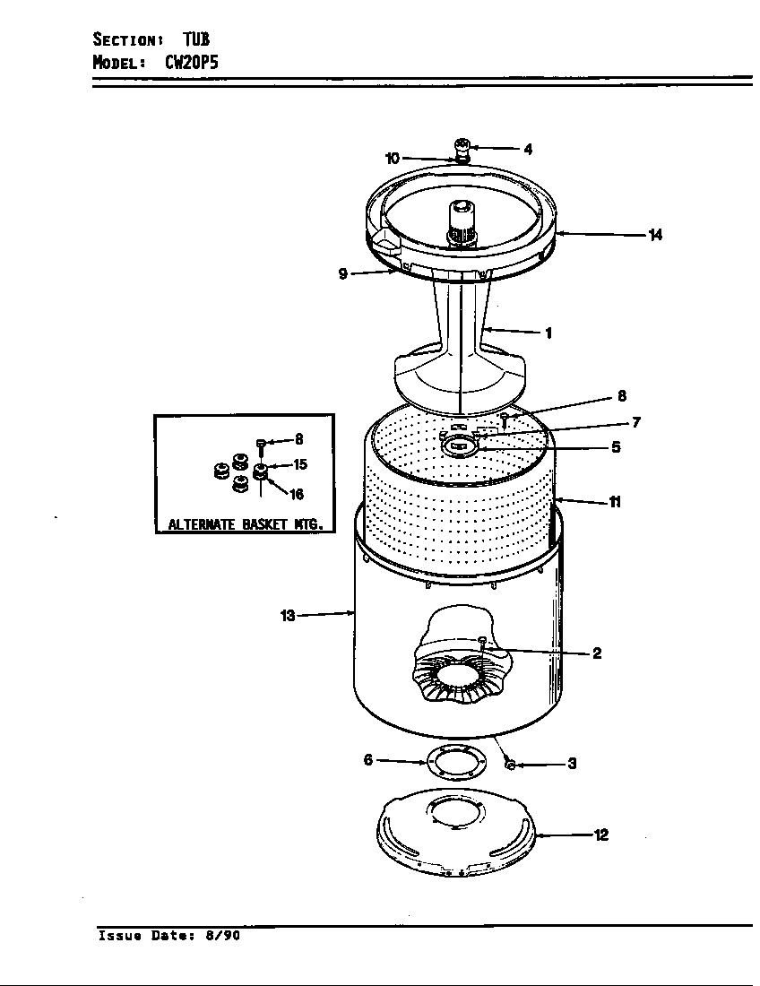 Crosley CW20P5A tub (orig. rev. a-d) (cw20p5a) (cw20p5w) diagram