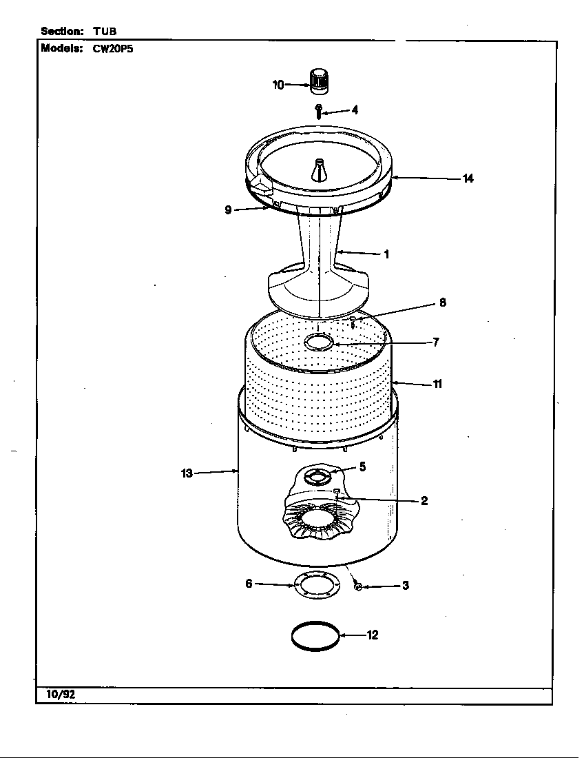 Crosley CW20P5A tub (rev. f-k) diagram