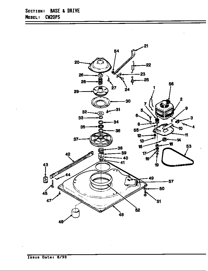 Crosley CW20P5A base & drive (orig. rev. a-d) (cw20p5a) (cw20p5w) diagram