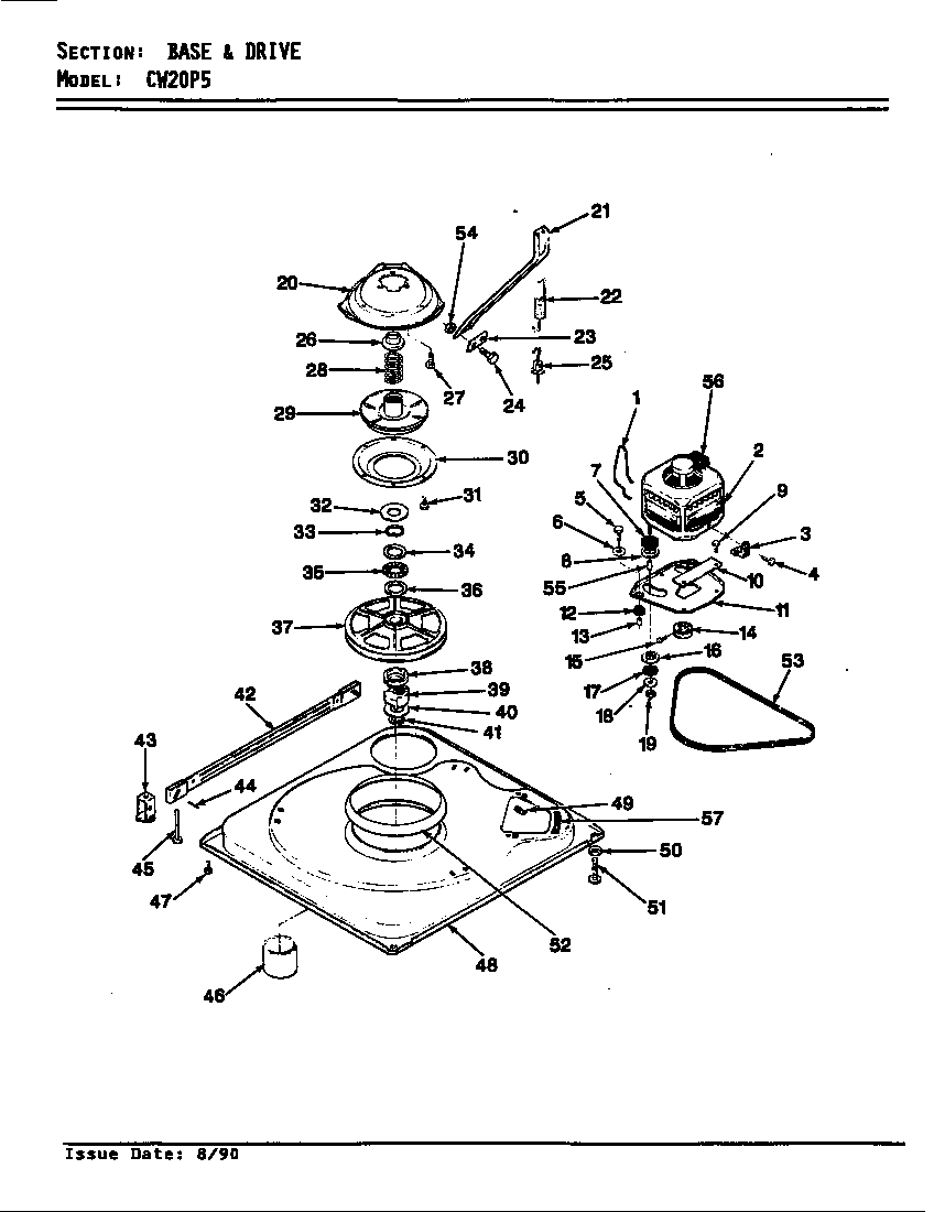 Crosley CW20P5A base & drive (rev. e) (cw20p5a) (cw20p5w) diagram
