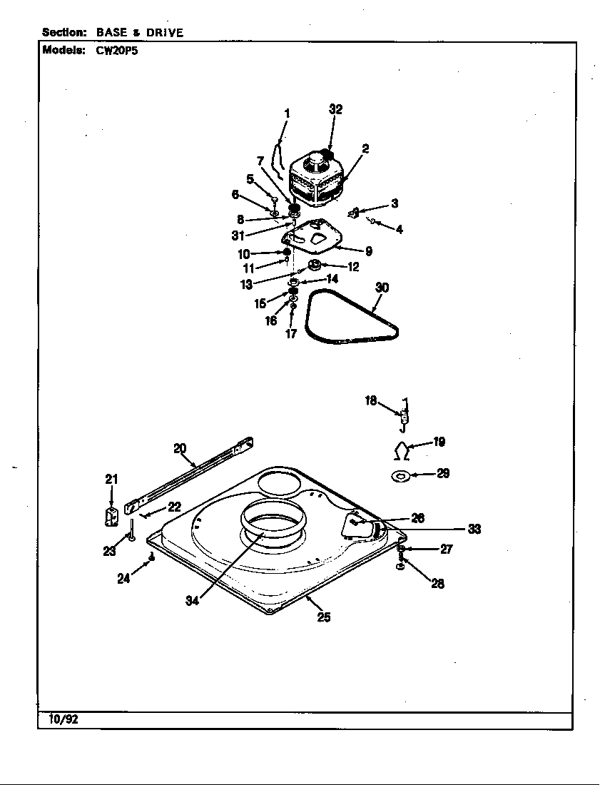 Crosley CW20P5A base & drive (rev. f-k) diagram