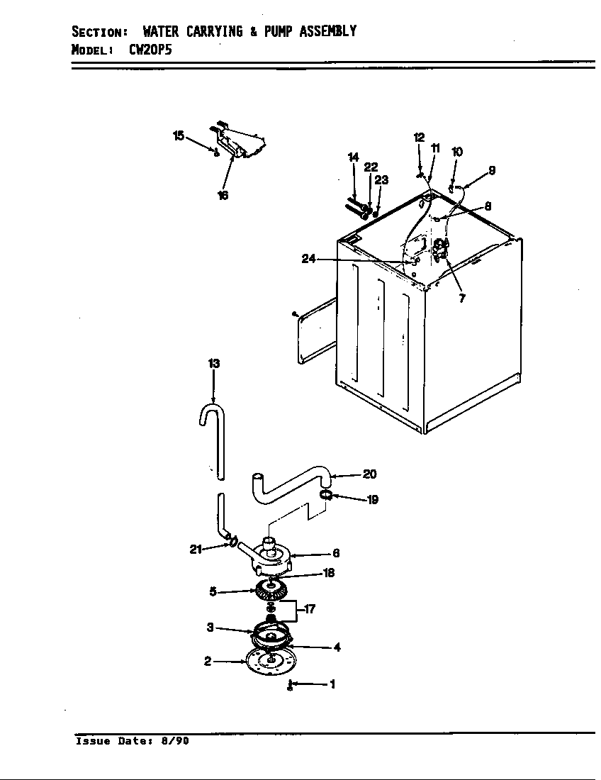 Crosley CW20P5A water carrying (orig. rev. a-d) (cw20p5a) (cw20p5w) diagram