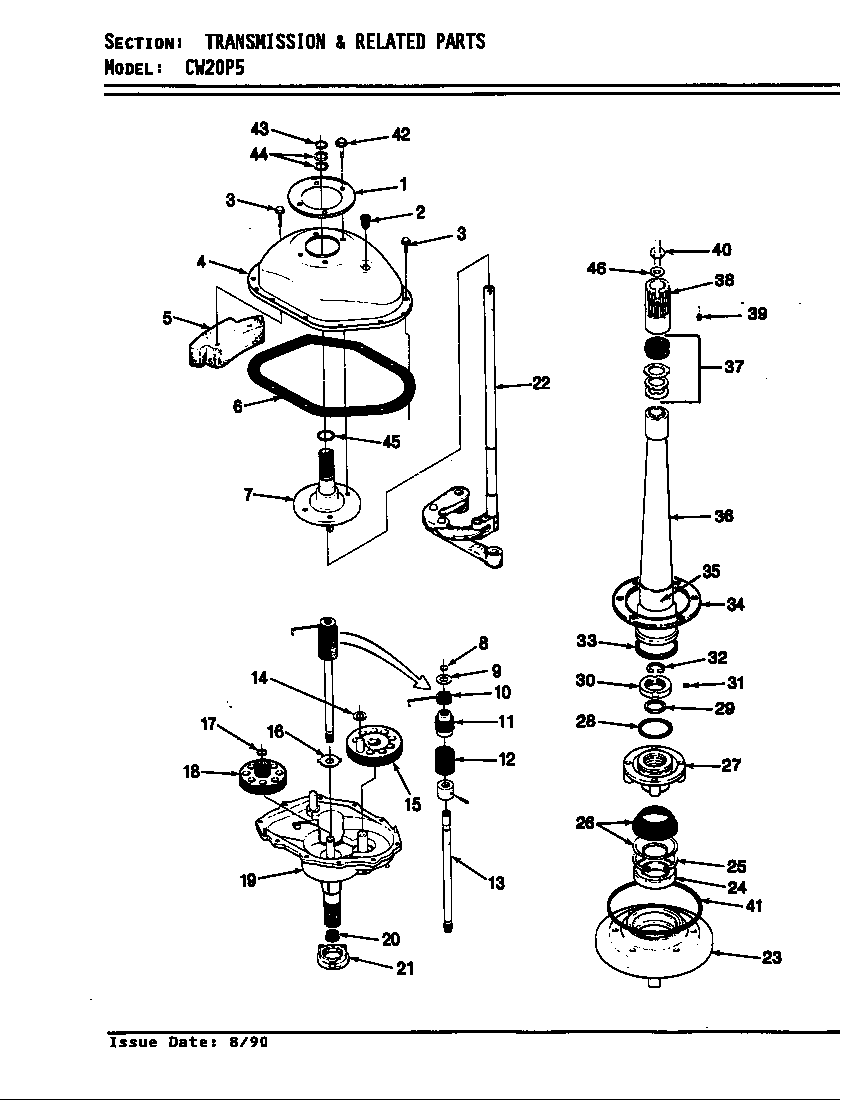 Crosley CW20P5A transmission (orig. rev. a-d) (cw20p5a) (cw20p5w) diagram
