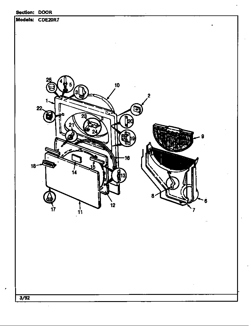 Crosley CDE20R7A door (rev. a-b) diagram