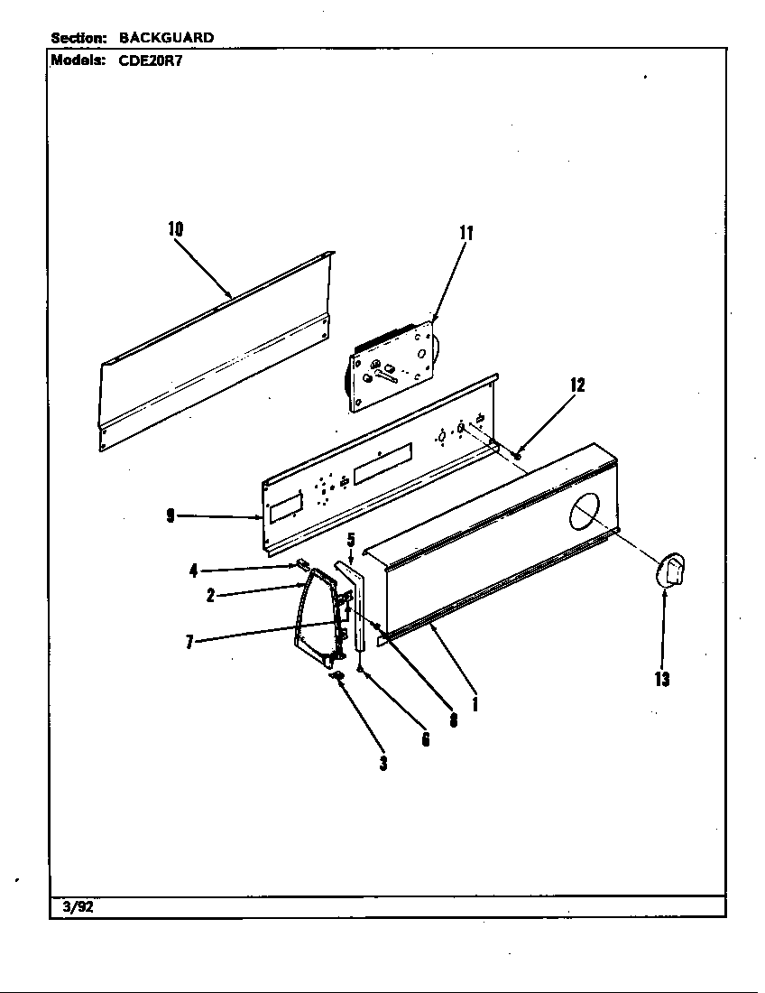 Crosley CDE20R7A control panel (rev. a-b) diagram