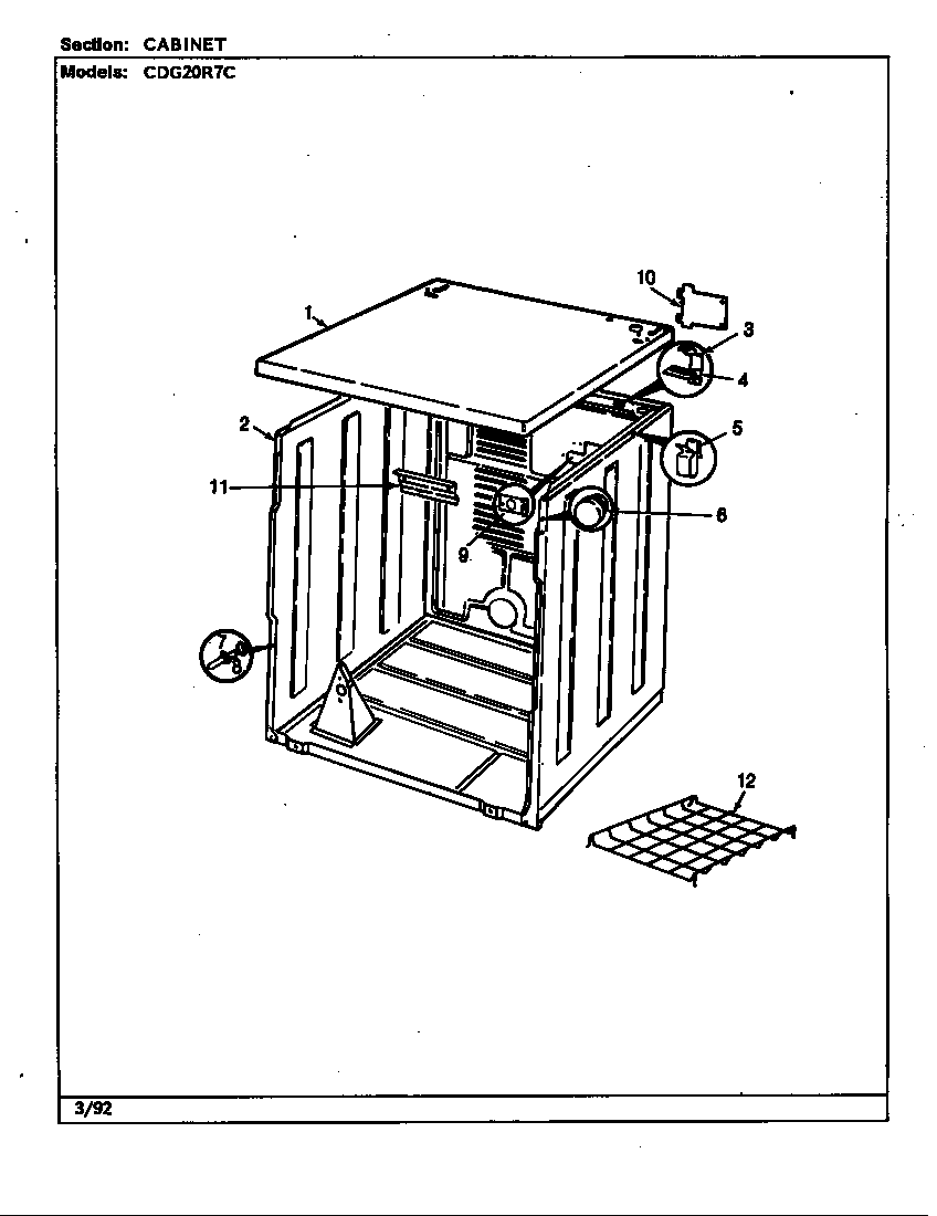 Crosley CDG20R7WC cabinet diagram